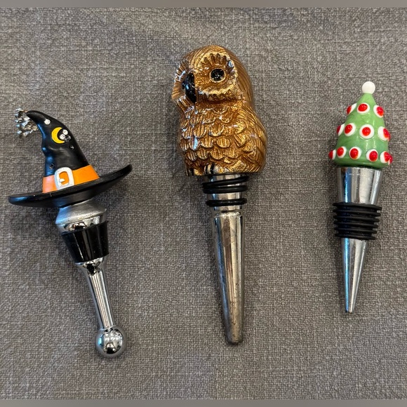 Set of Three Holiday Bottle Stoppers - Picture 1 of 3